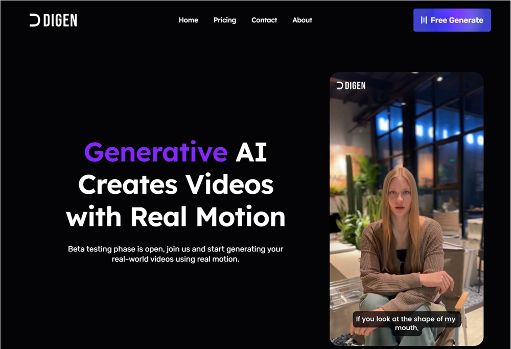 Digen AI 数字人上线 不支持中文，对嘴型效果尚不理想 - 众森 IT 新媒体资讯网